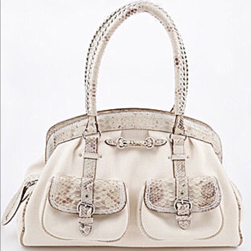 Dior Vintage Double Pocket Satchel bag with Python.